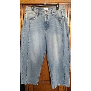 Jessica Simpson Womens High Rise Wide Leg Seam Front Jeans Light Wash Size 12